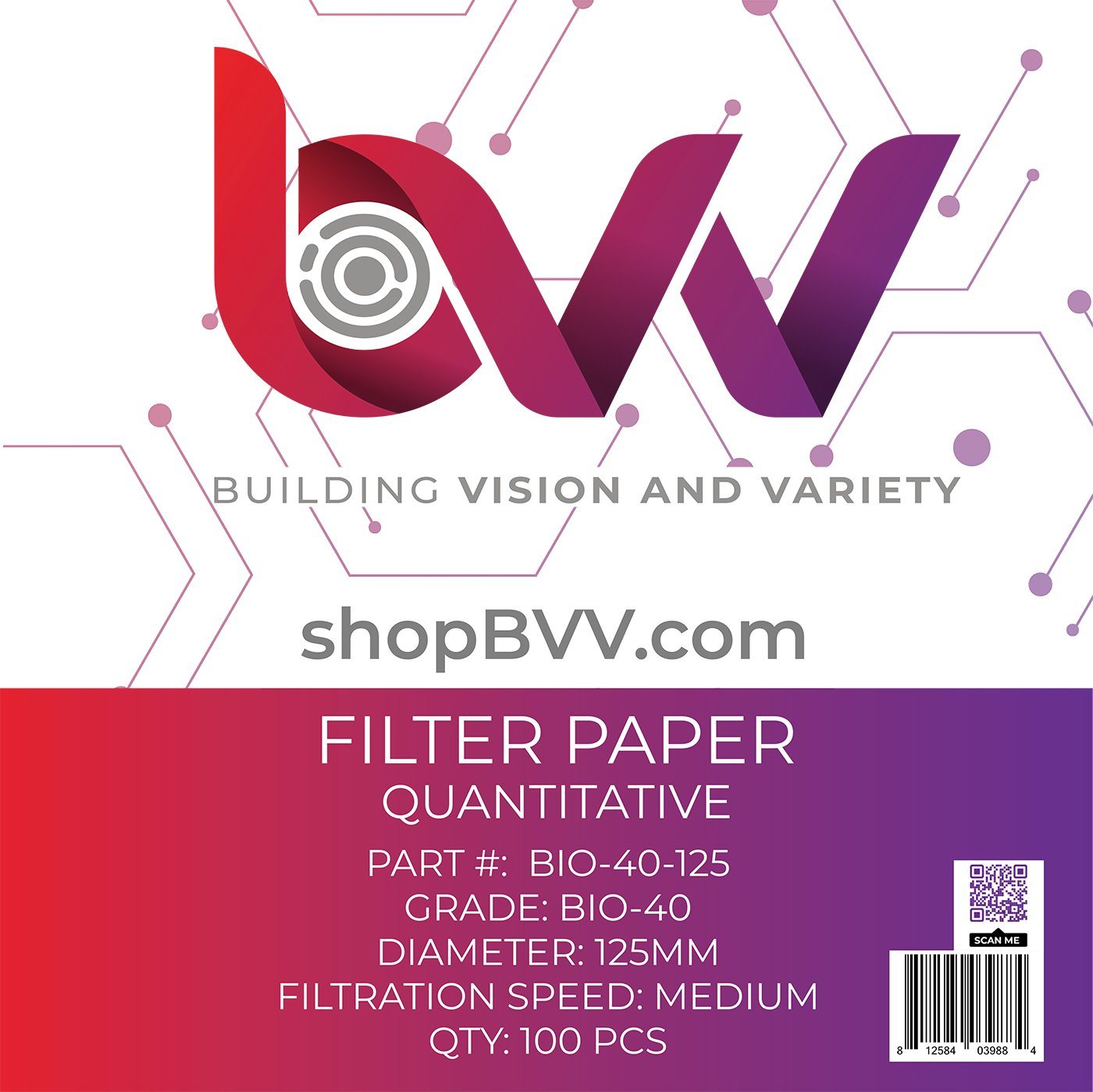 Ashless Filter Papers - 125MM - Quantitative Shop All Categories BVV Grade 40 - Medium - 8um