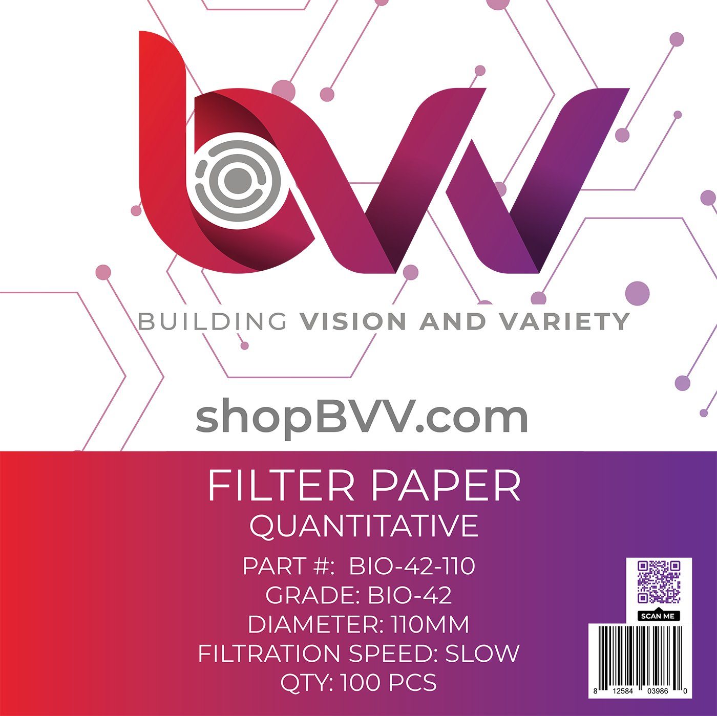 Ashless Filter Papers - 110MM - Quantitative Shop All Categories BVV Grade 42 - Slow - 2.5um