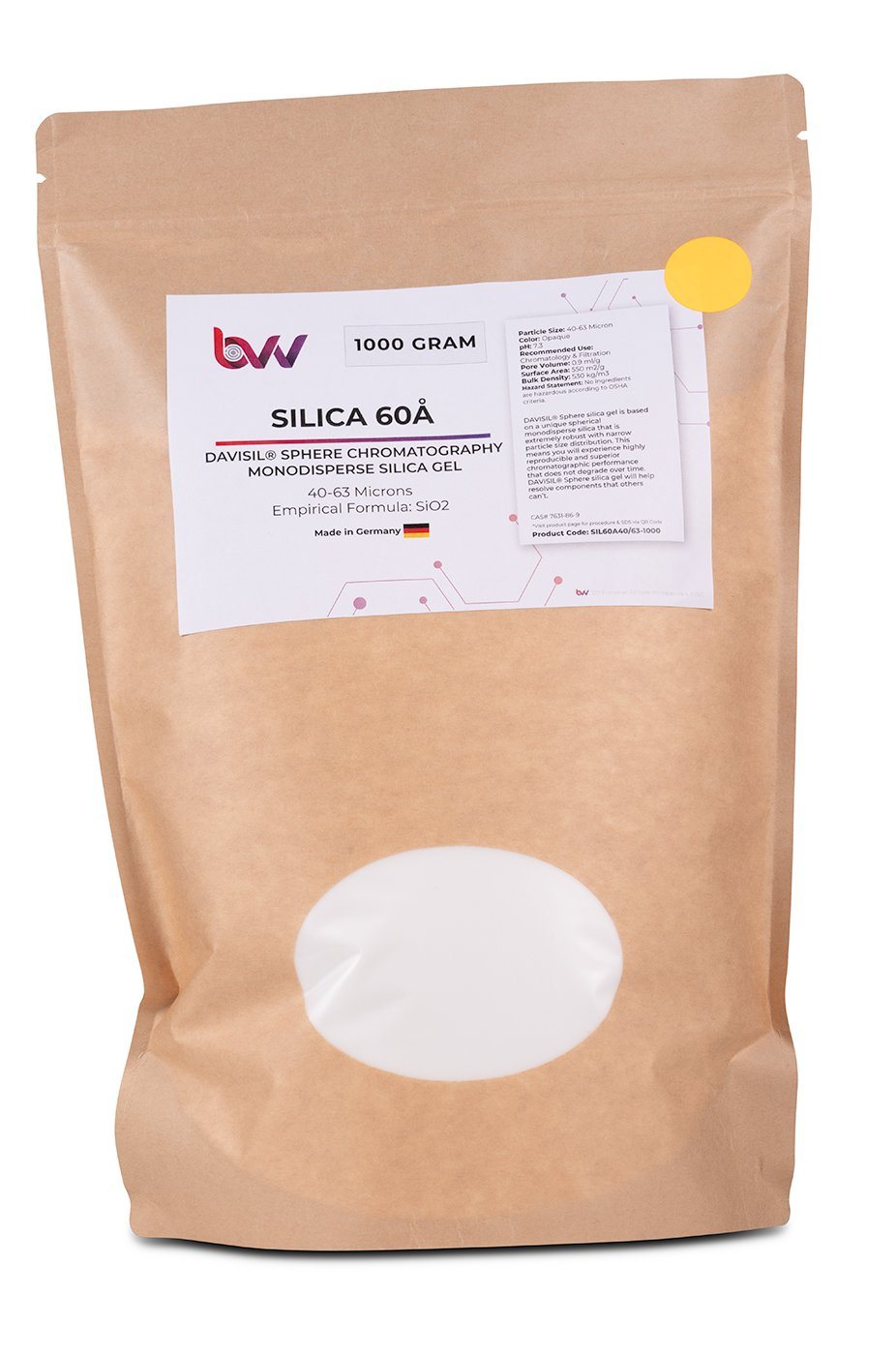 Chromatographic Silica 60A 40-63μm (Made in Germany) New Products BVV 1000 Grams