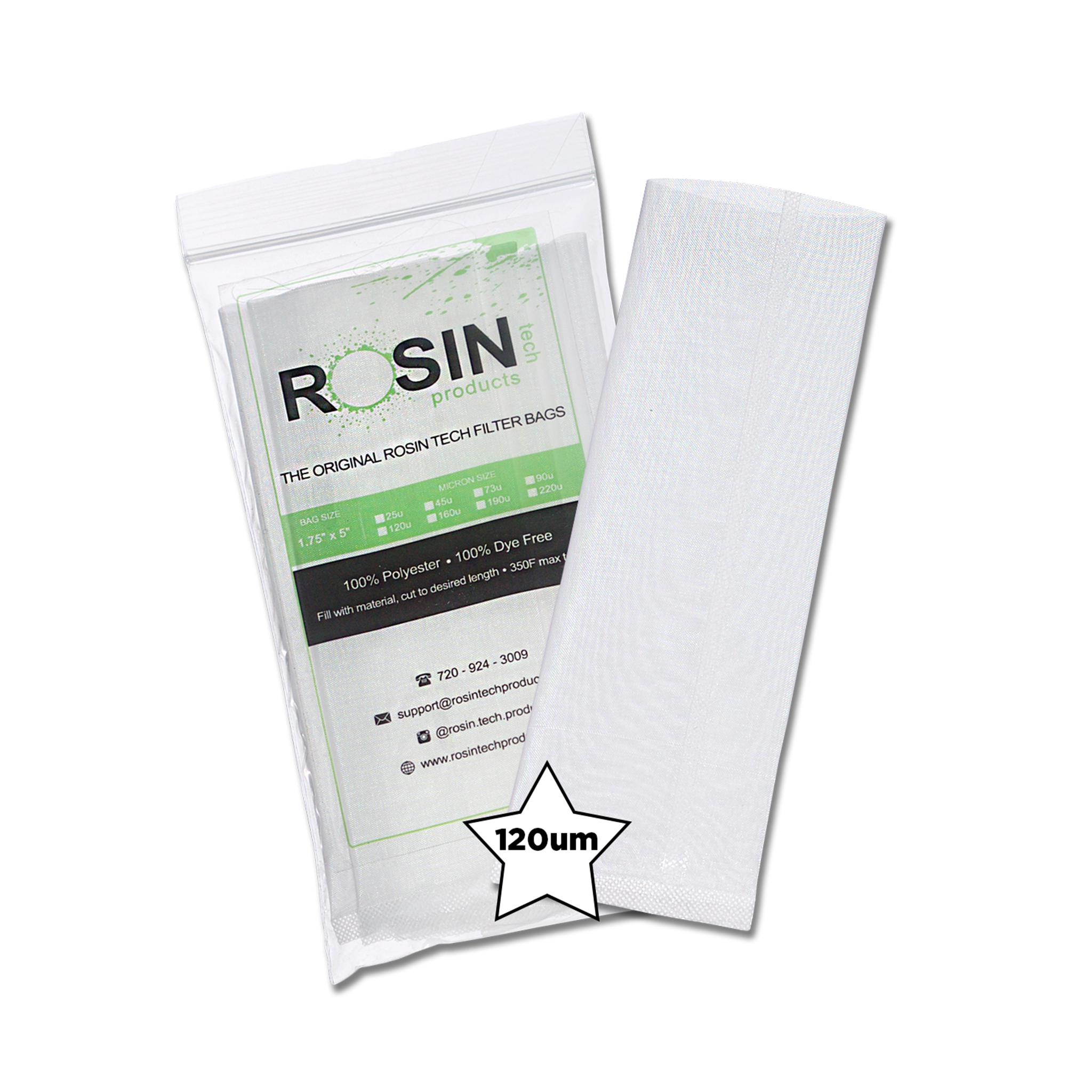 Rosin Tech High Quality Rosin Press Filter Bags, 1.75 inch by 5 inch, Micron Size 120um