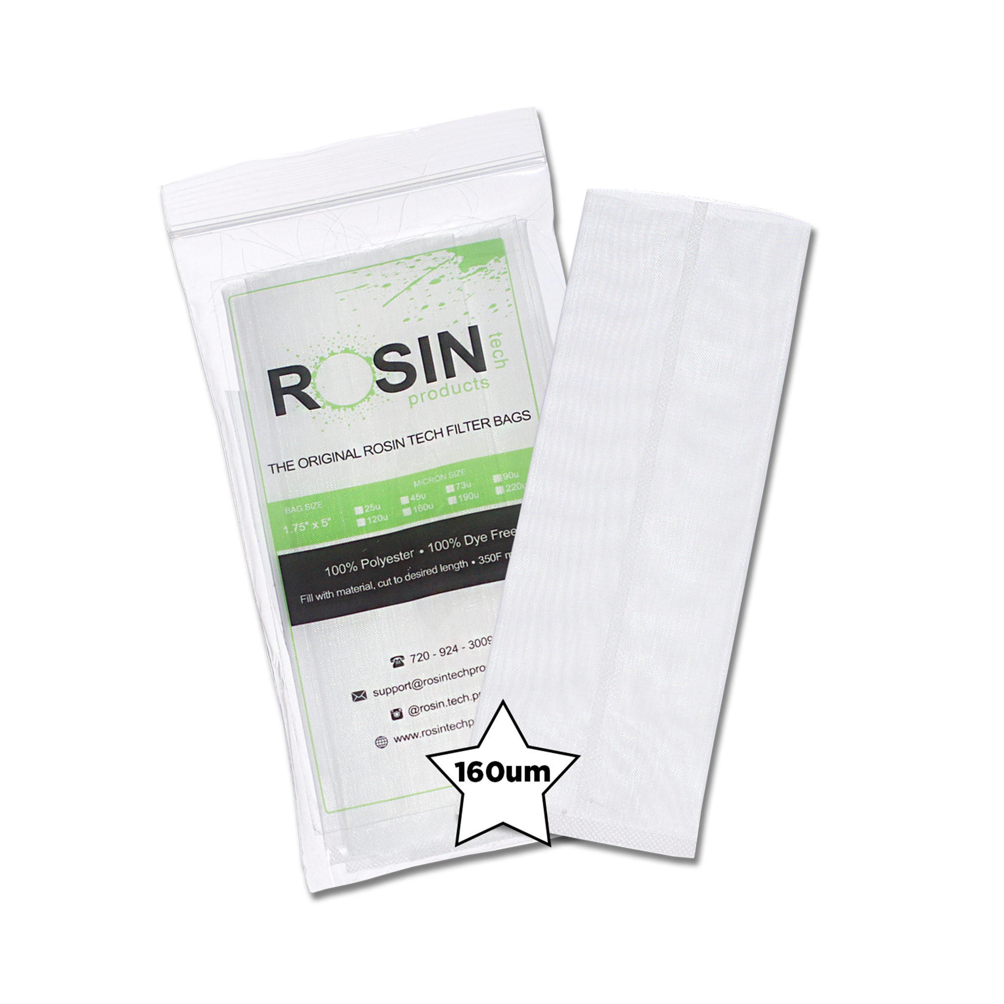Rosin Tech High Quality Rosin Press Filter Bags, 1.75 inch by 5 inch, Micron Size 160um
