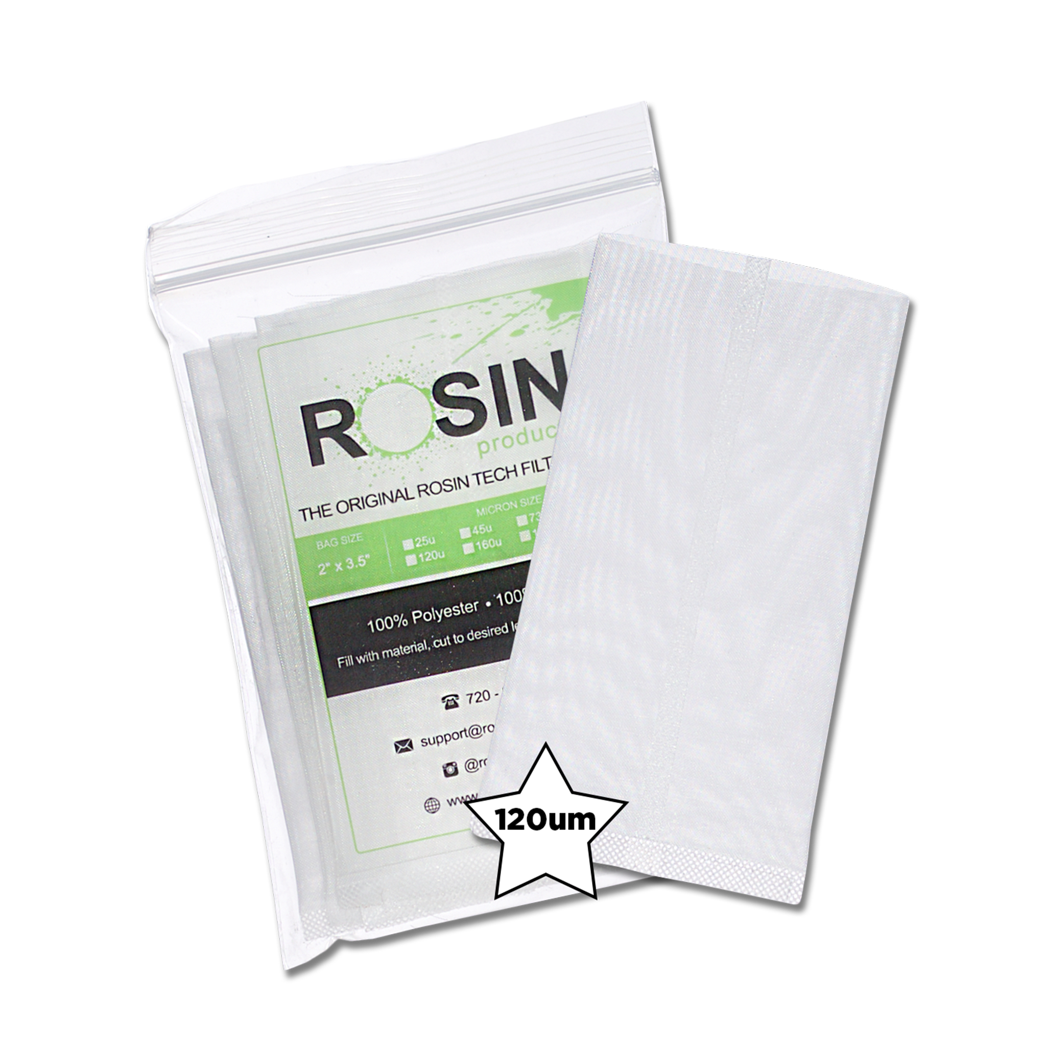 Rosin Tech High Quality Rosin Press Filter Bags, 2 inch by 3.5 inch, Micron Size 120um