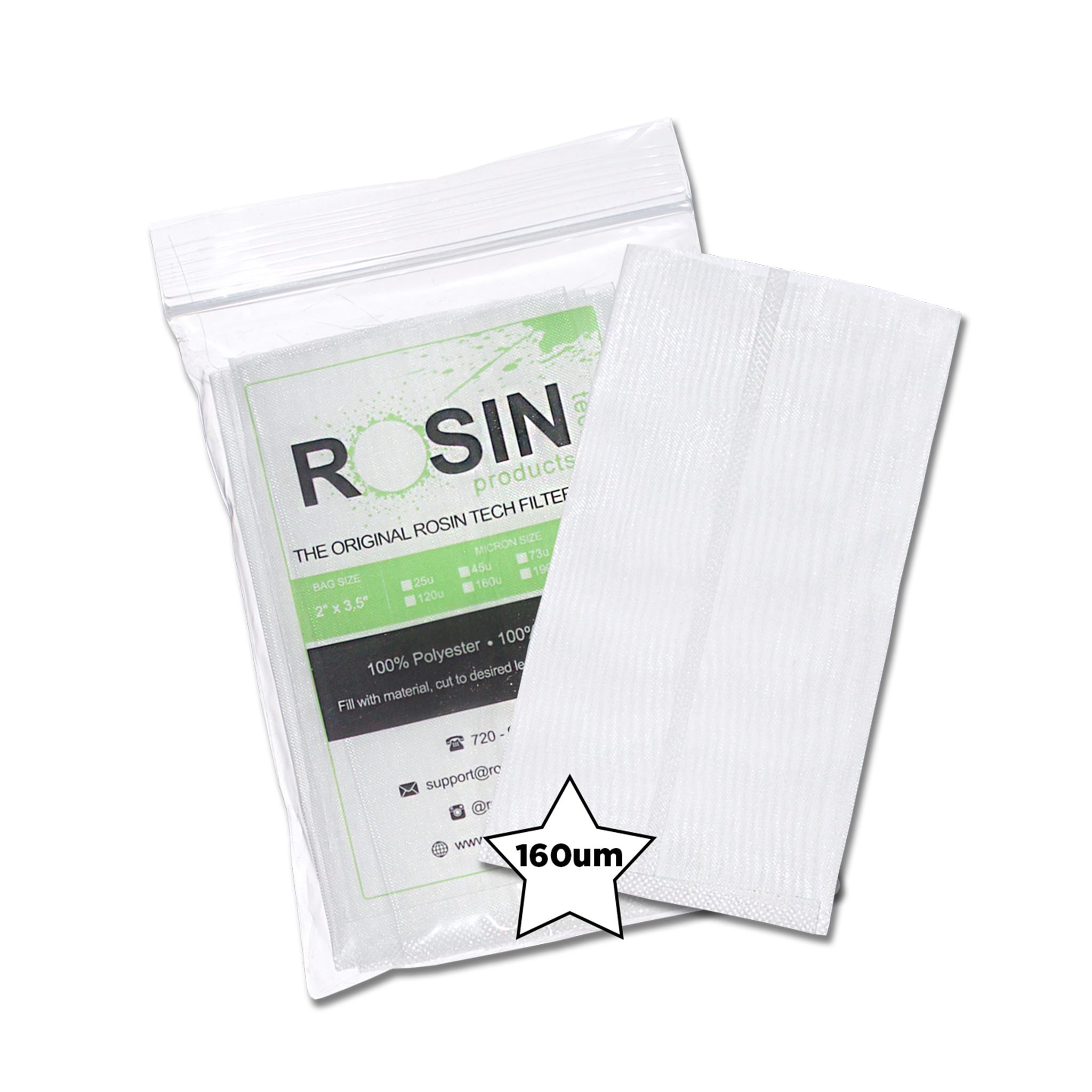 Rosin Tech High Quality Rosin Press Filter Bags, 2 inch by 3.5 inch, Micron Size 160um