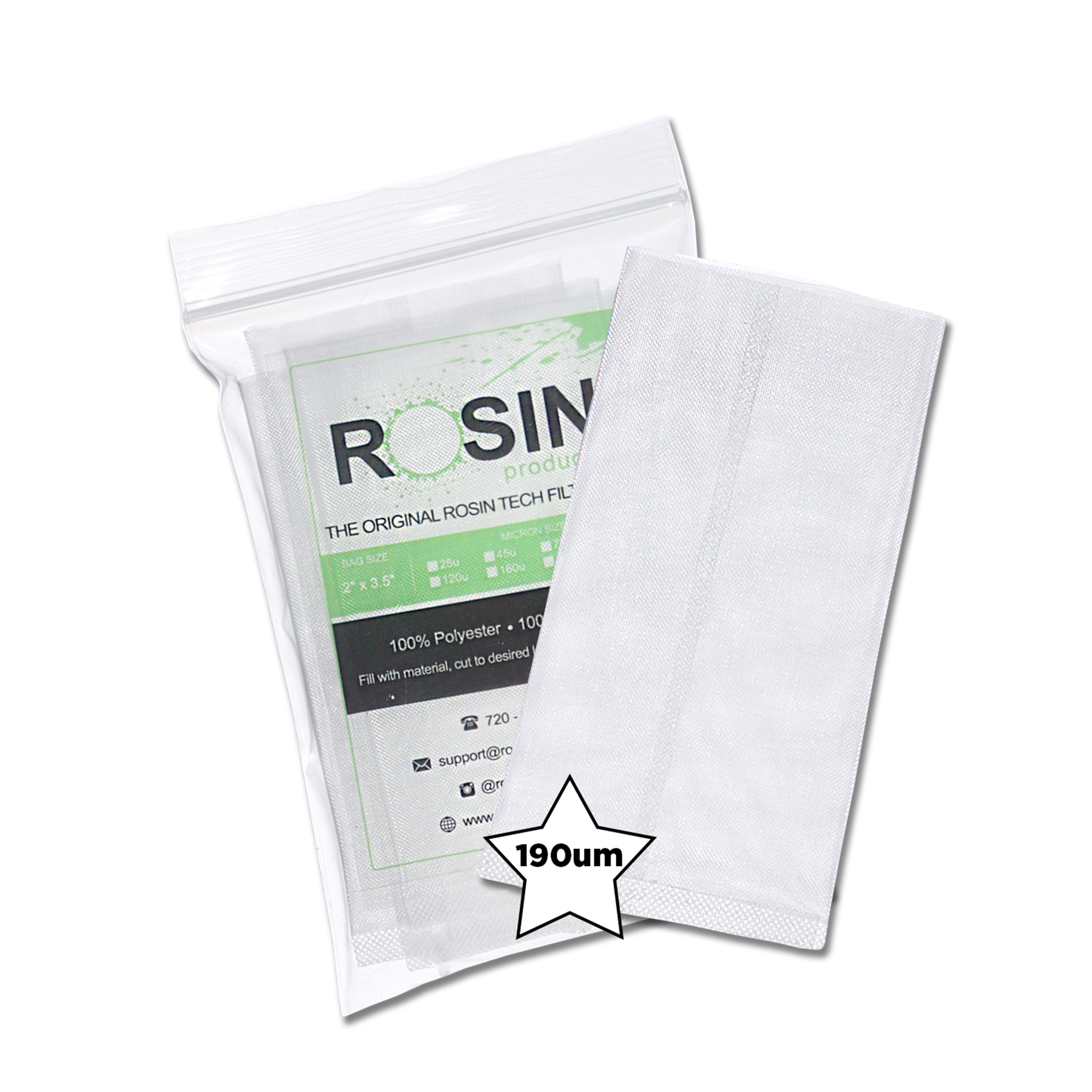 Rosin Tech High Quality Rosin Press Filter Bags, 2 inch by 3.5 inch, Micron Size 190um