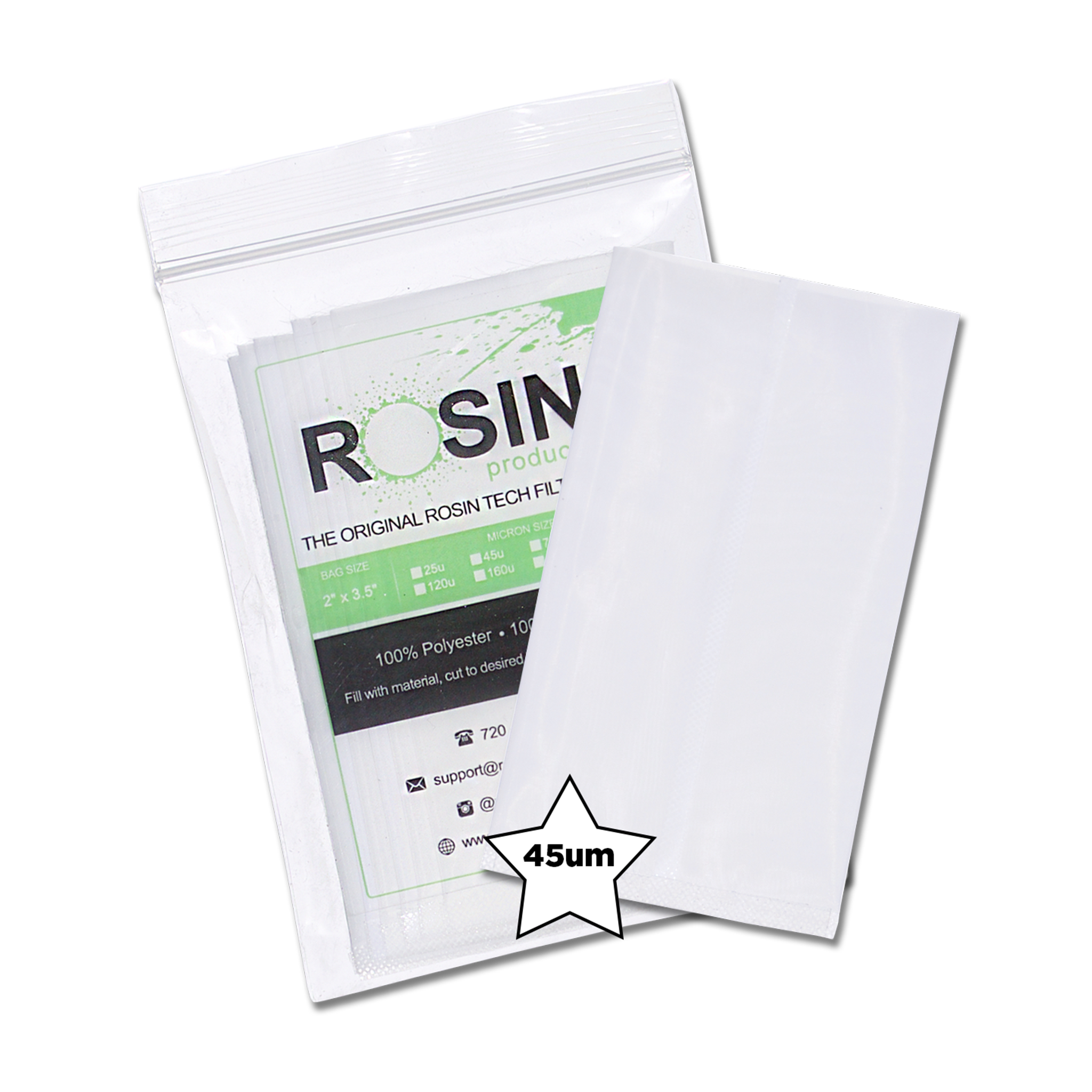 Rosin Tech High Quality Rosin Press Bags, 2 inch by 3.5 inch, Micron Size 45um