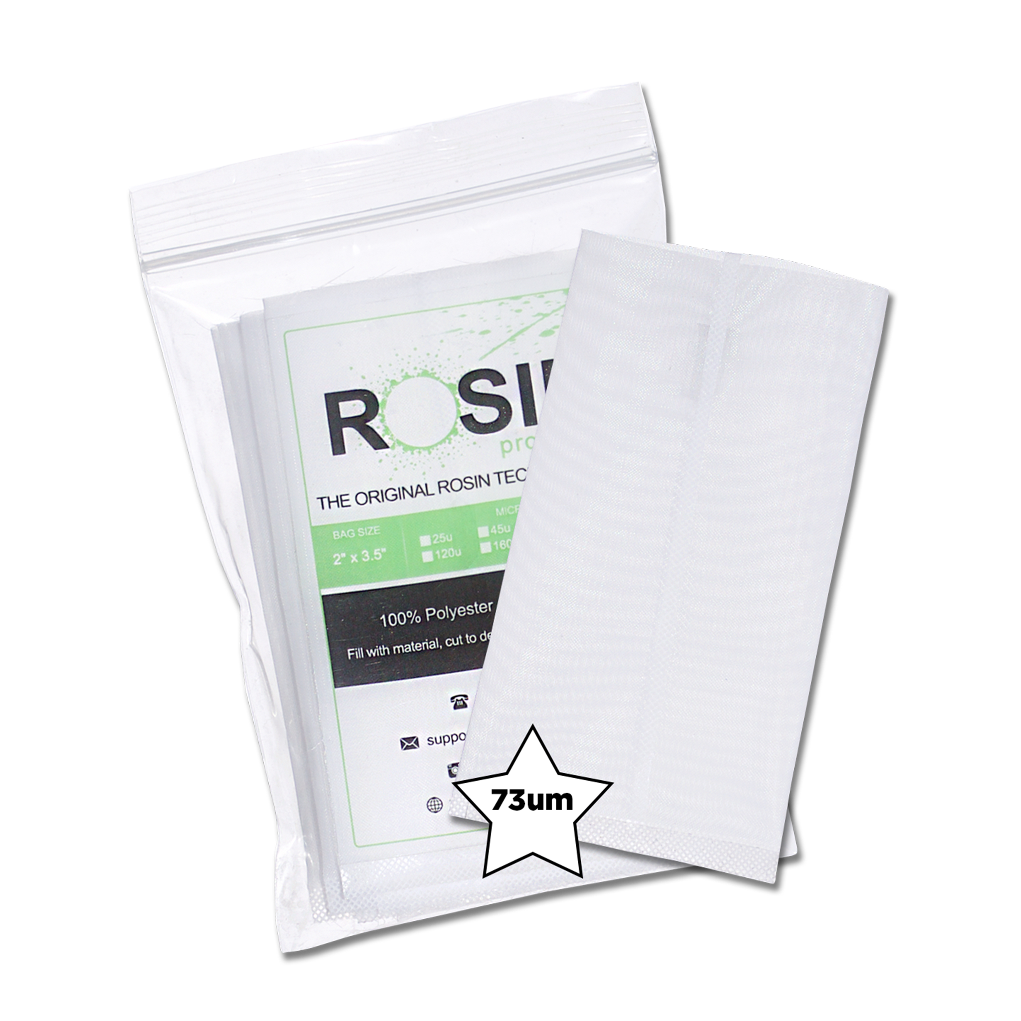 Rosin Tech High Quality Rosin Press Filter Bags, 2 inch by 3.5 inch, Micron Size 73um