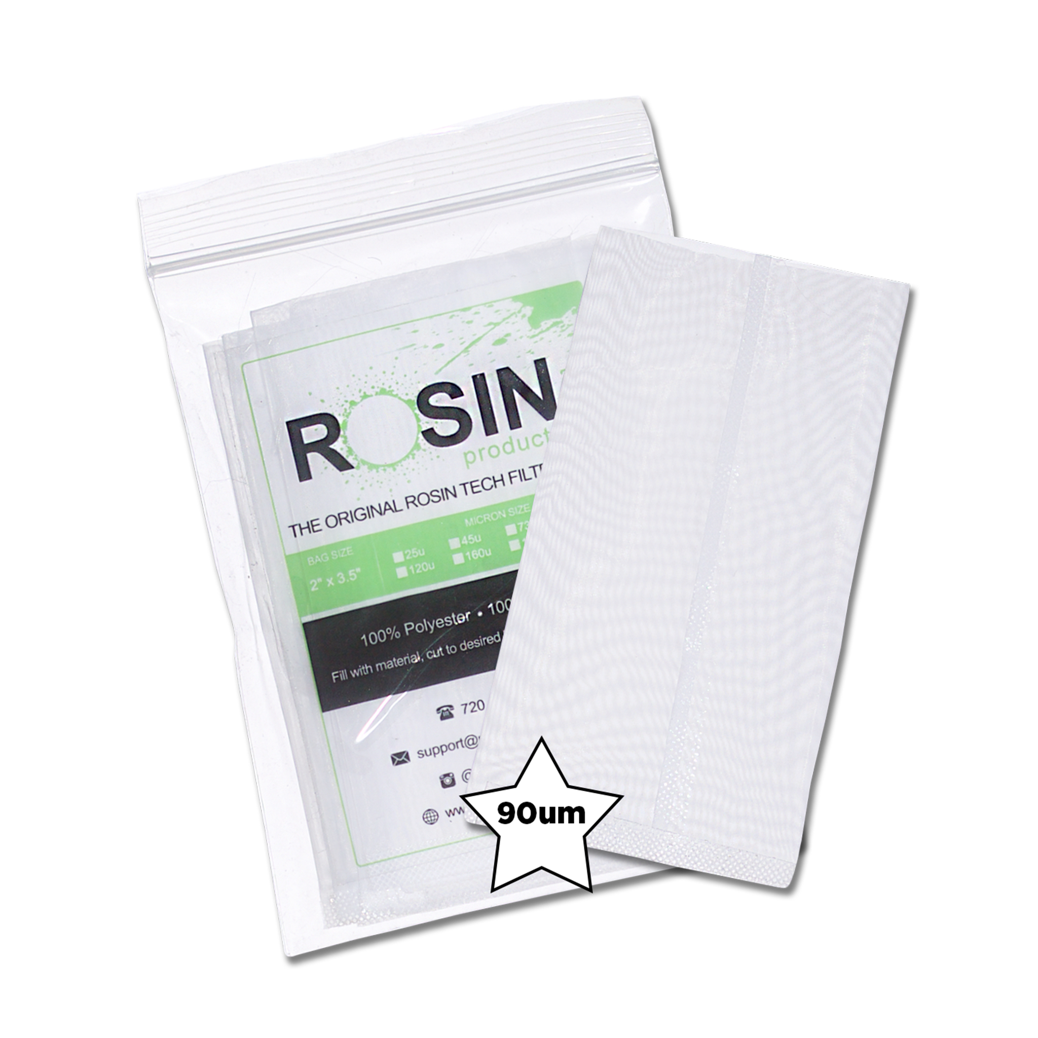 Rosin Tech High Quality Rosin Press Filter Bags, 2 inch by 3.5 inch, Micron Size 90um