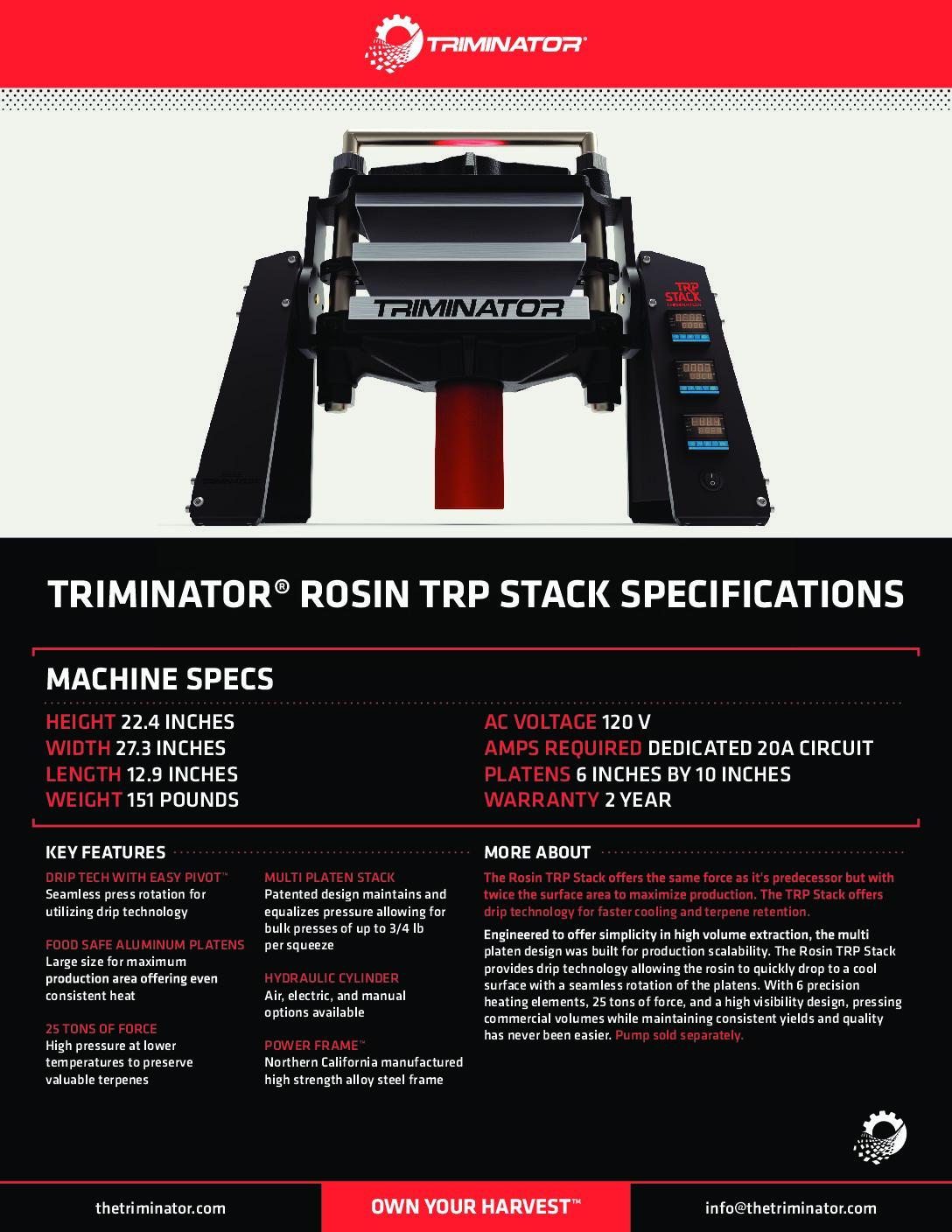 Triminator TRP Stack Solventless Rosin Press Scientific Solutions