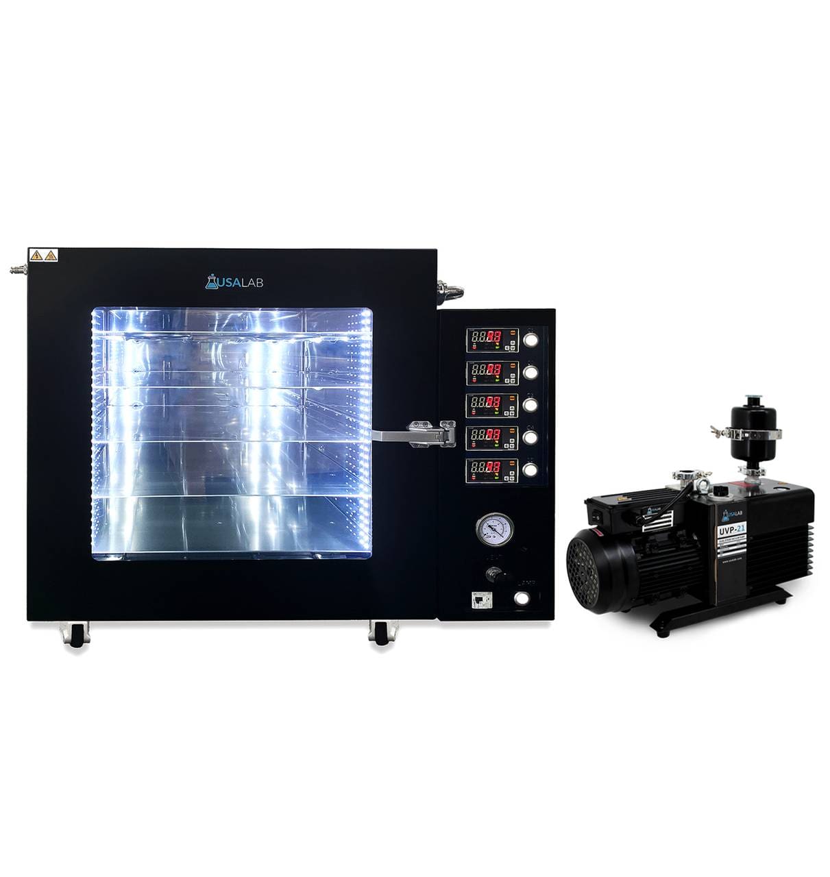 USA Lab UL 9.0 CuFt Vacuum Drying Oven 150°C w/ UVP-21 21CFM Vacuum Pump 110V