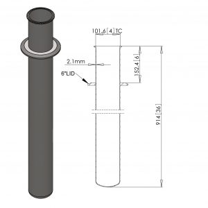4” x 36” end cap Spool with 6” lid
