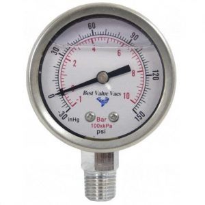 Glycerin Filled Compound Gauge with 1/4” NPT Base – (-30)-250 PSI