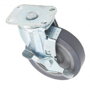 Caster 5″ x 1-1/4″ Plate Swivel with Brake Polypropylene Hub Wheel