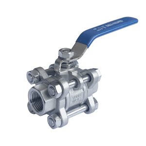 Three Piece Ball Valve NPT Female x NPT Female SS304 PTFE Lined 355PSI
