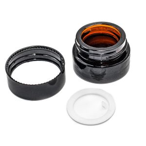 Screw Top Glass Jars – Brown Amber Glass Jar with Seal screw cap (Black Cap)
